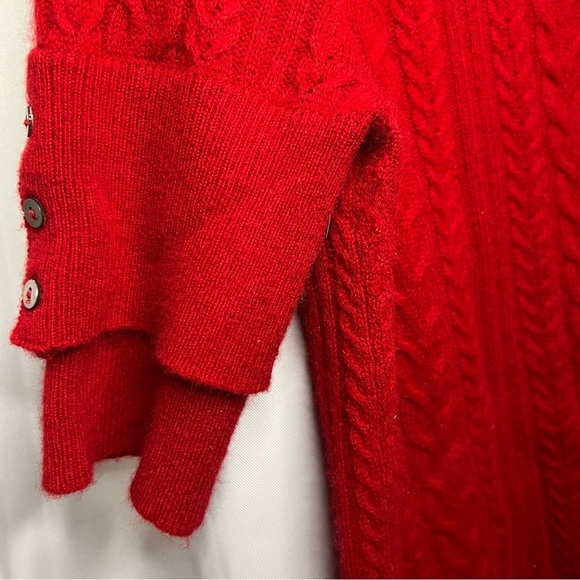 Vertical Design Red 100% Cashmere Cardigan Sweater Size Medium With Buttons - Picture 5 of 15